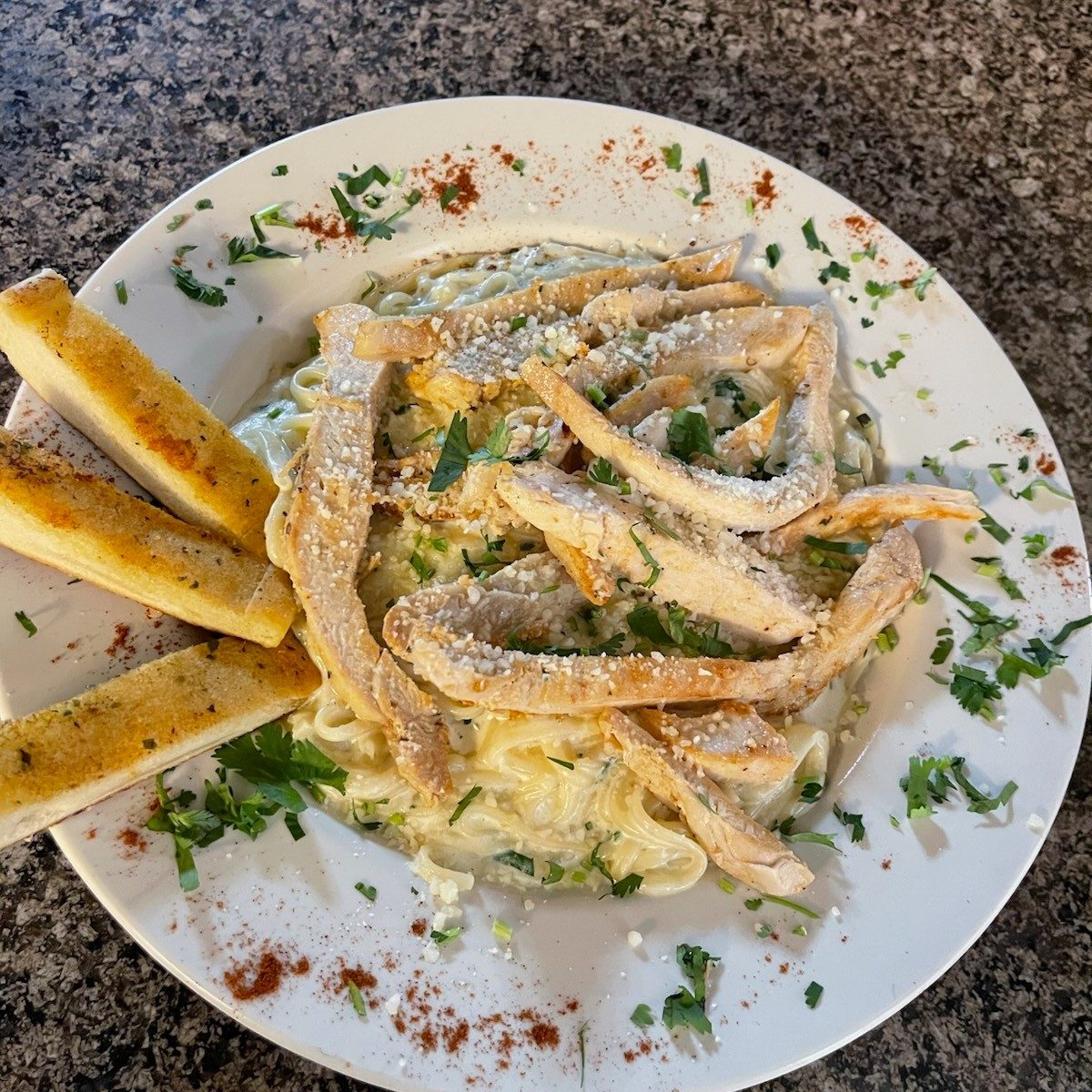 Mexican Style Chicken Alfredo Pasta.
